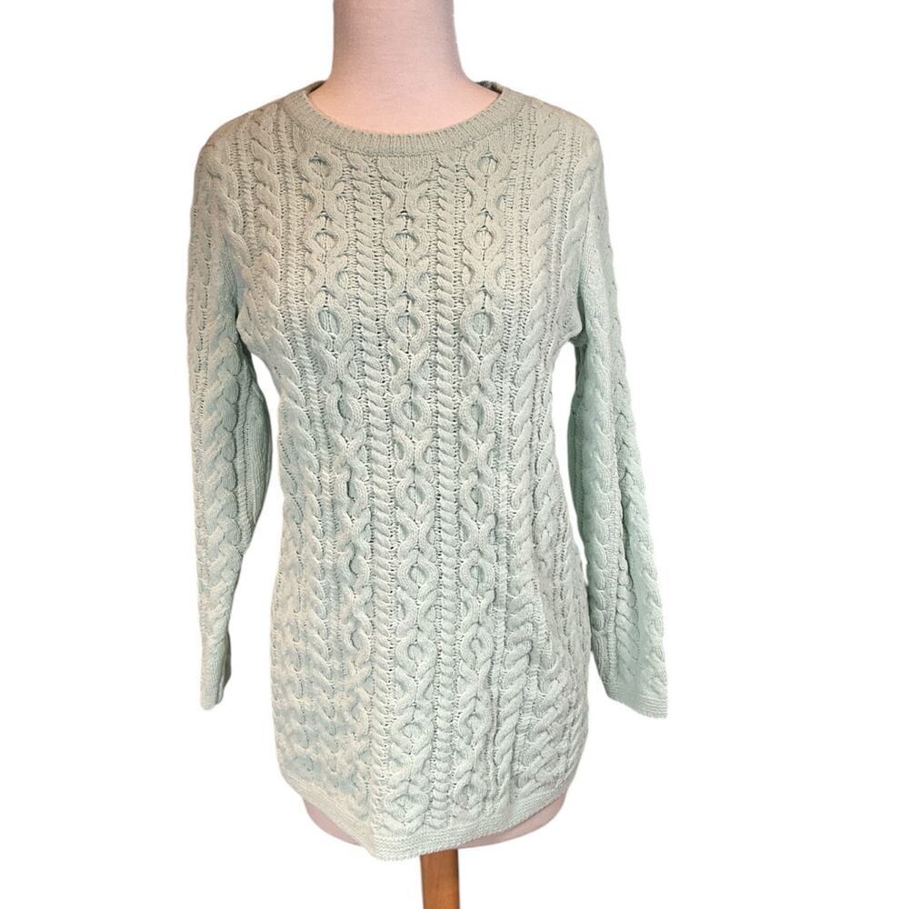 J. Jill Sweater Women's Small Mint Green Cable Knit Chunky Sweater Pullover